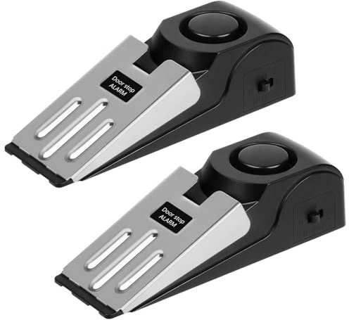 Flintronic Cale Bloque Porte avec Fonction Alarme, 2PCS Butée de Porte avec Alarme, Cale Porte avec Alarme 120 DB, Porte de Sécurité à Réglable pour la Protection Personnelle de la Maison,Voyage