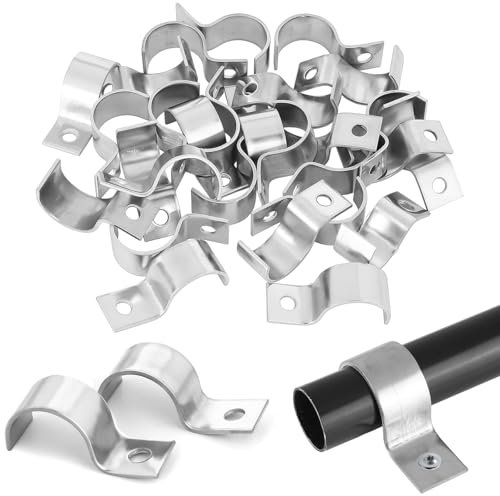 30 Pezzi Collari per Tubi in Acciaio Inox 25 mm, Morsetti per Tubi a Foro Singolo, Supporto Staffe per Tubi Cavi, Fermacavo Unico Foro per Ø 24-25,5mm per l'installazione di Tubi Dell'Acqua a Incasso