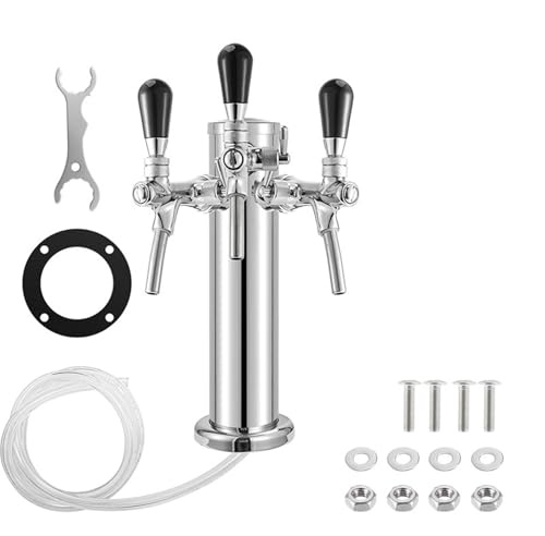 Colonne à BièRe Avec Robinet Tour de bière pression, tour de bière à 3 robinets, distributeur de robinet à 3 voies à colonne argentée de 3 pouces avec bouton de débit réglable, accessoires de Bar Tour