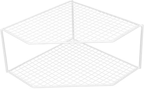 Amosfun Two-layer Kitchen Pot Rack Table Top Organizer Iron Corner Storage Shelf Wear-resistant Pan Holder Household Multi-function Standing Shelf for Countertop Use