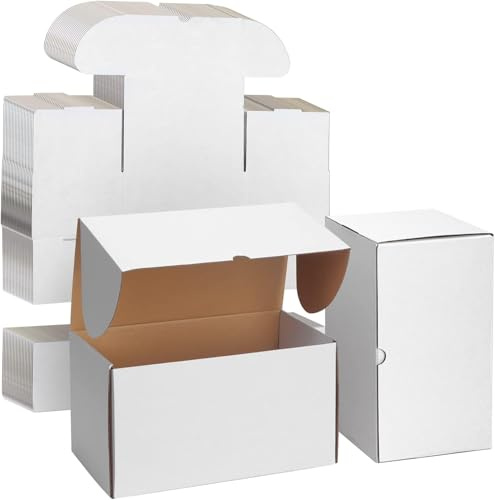 CAJAS DE CARTÓN 15x11x10cm con Tapa para Envios de Paquete, 40 Pack, Cajitas de Papel para Regalo o Embalaje, Blanco