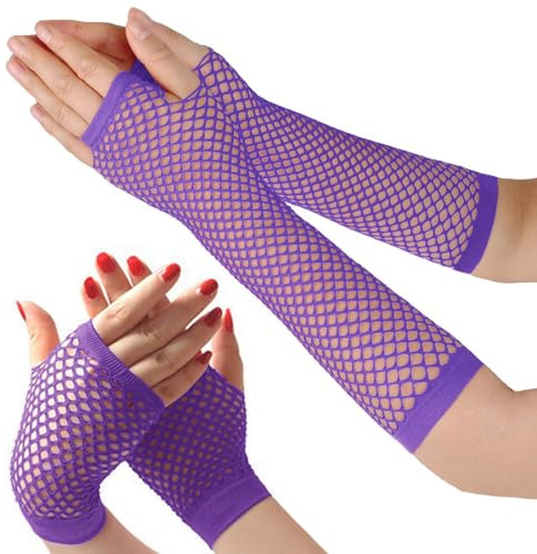 Netzhandschuhe für Damen & Mädchen, Netzhandschuhe Lange Fischnetz, Lange und Kurze Netzhandschuhe Fingerlose Netzhandschuhe