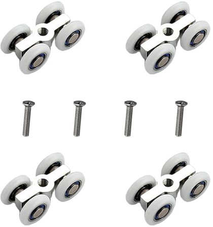 Fleymu 4 stycken skjutdörrshjul Ø 20 mm – tysta rullar med M6-gänga av aluminiumlegering för duschdörrar och fönster