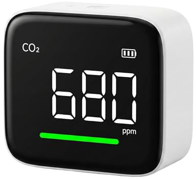 Rilevatore di anidride carbonica, monitor della qualità dell'aria interna 4 in 1 per Co2/ronzio/temperatura/tempo con avvisi a tre colori, monitor portatile di CO2 per la qualità dell'aria inter
