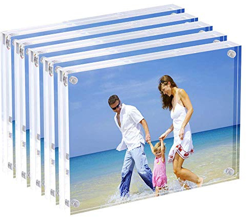 AMEITECH Cornici Acriliche 15 x 20 cm, Cornice a Blocchi in Acrilico Magnetico, Fotogramma Senza Cornice in Vetro - Confezione da 5