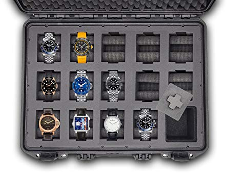 MC-CASES® Valigetta porta orologi – spazio per fino a 14 orologi | Chiudibile a chiave | Impermeabile - perfetta per viaggiare | Valigia portaorologi da uomo - Made in Germany