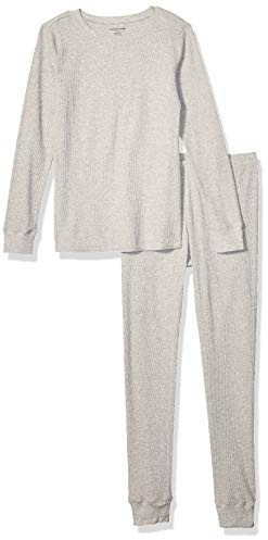 Amazon Essentials Women's Cotton Thermal Long Underwear Pajama Sets, Heather Grey, XX-Large
