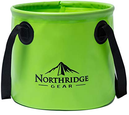 Northridge Gear Seau Pliant Bol Pliant au Design branché | Camping pêche Parti Jardin | Peut être utilisé comme Cuvette Pliable, Bocal à Eau ou évier Pliant | Vert, 20L