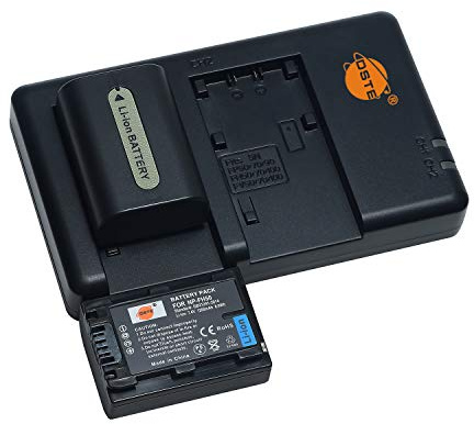 NP-FH50 (2 Stück) Wiederaufladbarer Akku Ersatzakku und Dual Ladegerät Kompatibel mit Sony DSC-HX1, DSC-HX100V, DSC-HX200V, HDR-TG5V, HDR-TG1E, HDR-TG3, HDR-TG5, HDR-TG7 Digital Kamera usw