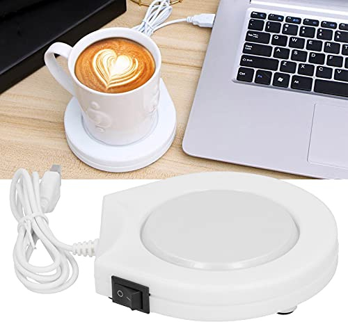Wakects USB-Tassenwärmer für Schreibtisch, mit konstanter Temperatur, intelligenter, beheizbarer Untersetzer für warmes Getränk zu Hause und im Büro Ø 11,5 cm, Weiß
