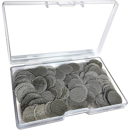 Gebildet 210pcs Stainless Steel Pipe Filters, 19mm Smoking Screens Pipe, Silver Mesh Screens Gauzes Filter with Storage Box