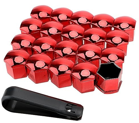 Copri dadi da 19 mm, 20 pezzi, con strumento di rimozione, esagonali, copridadi e bulloni, colore rosso #2