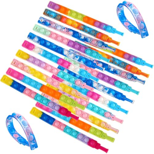 INGJIA Bracelets Pop It, 20 pcs Bracelet Pop It, Bracelets en Silicone pour Enfants Bracelets Pop It Soulagement du Stress Gadgets de Fête Mini Push Pop Fidget Toy