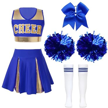 Miaeowve Kids Girls Cheer Leader Costume Outfit Set Cheer Team Uniform School Cheerleading Dance Fancy Dress up