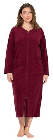 Ulla Popken Damen große Größen Übergrößen Plus Size Bademantel, 2-Wege-Zipper, Frottee, kuschelweich