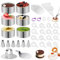 WOOWAIR 134pcs Dessertringe Edelstahl Set, 6 Stück Runde Servierringe Ø 8cm + 16 Mousse Schablonen + 50 Cakeboard Ø 9cm + 50 Spritzbeutel + 6 Spritztüllen, Pro Dessertring-Set für Backen, Dessert