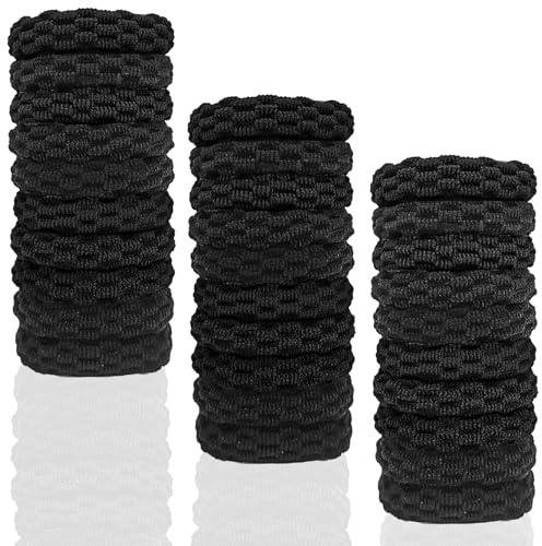 KEYRI 30 Pièces Bandes de Élastique Accessoire en Elastiques à Cheveux Épais en Coton Sans Couture Noir Cheveux pour Couture Sans Métal à pour femme et fille Bandes de Caoutchouc Élastique (Noir)