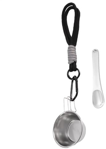 Edelstahl-Campingbecher – Wasserbecher, Edelstahl-Teetasse für den Außenbereich, mit Karabiner-Griff, Edelstahlbecher mit Griff für Picknick, Wandern, Angeln