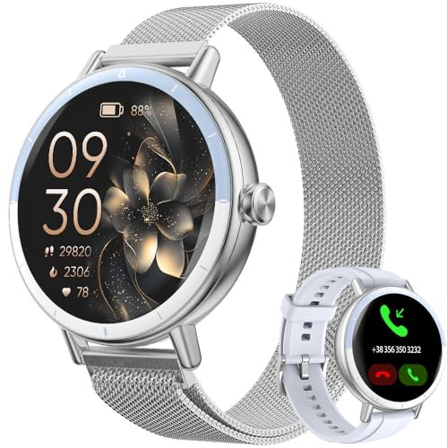 Reloj Inteligente Mujer, 1.27 Smartwatch Mujer con Llamadas, Función Femenina, Pulsometro, SpO2, Monitor Sueño, IP 68, 120+ Modos Deportes, Calorías, Podómetro, Fitness Tracker para Android iOS, Azul