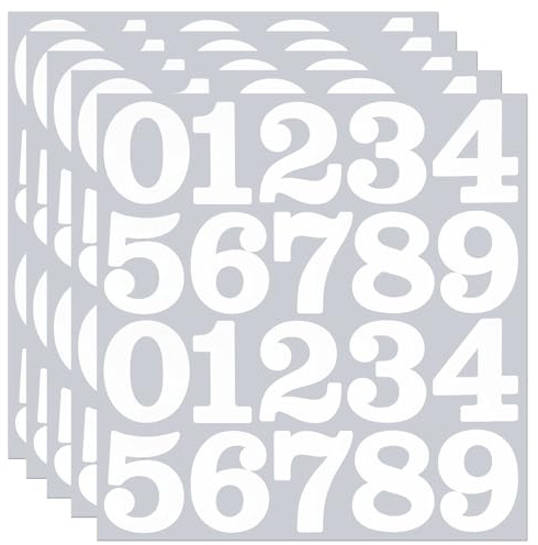 2 Inch Adhesive Small Number Stickers,White Waterproof Number Sticker, for Organizing, Lockers, Sign, Note Book, Bins, Party Banners, 5 Sheets, White