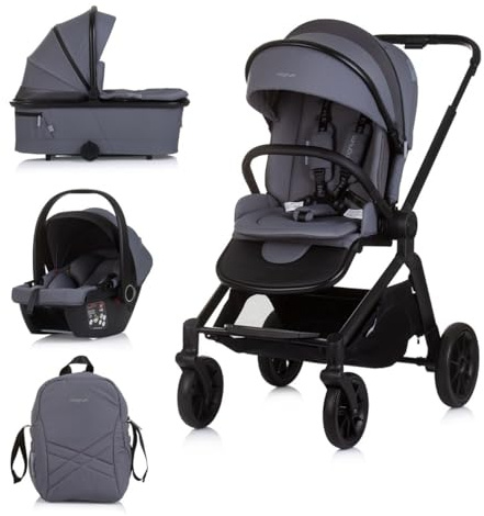 Chipolino Magnum 3 in 1 passeggino culla seggiolino sportivo sedile auto i-Size, colorazione:grigio