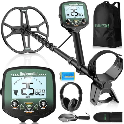 Detecteur de Metaux Professionnel avec Bobine Double-D Étanche 13, Haute Fréquence 19,23 kHz pour Détection Argent & Or, Équilibre du Sol Réglable Amélioré, 3 Modes de Détection (Profondeur 12'')