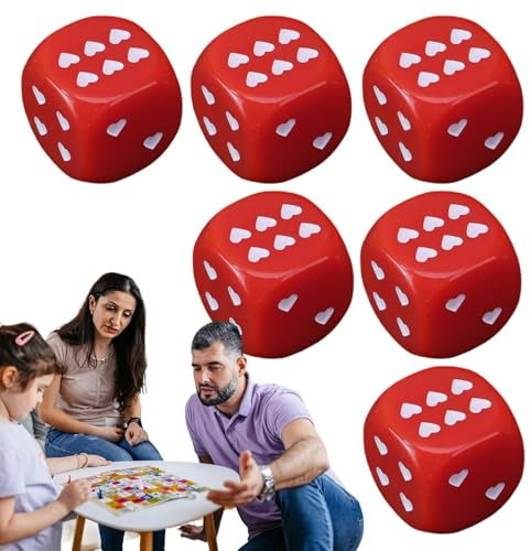 Tärningsspel | Akryl Tärningar Med Hjärtformade Prickar För Bordsspel | 6 Stycken Portabla Leksaker Med Hörn För Resa, Skola Och Fritidsaktiviteter