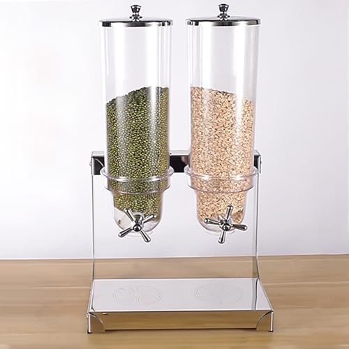 WHIPIN Distributore di cereali da banco, dispenser di alimenti secchi da banco a due e tre scomparti, contenitori per snack con base in acciaio inox, per riso, caramelle, fagioli, noci(7L)