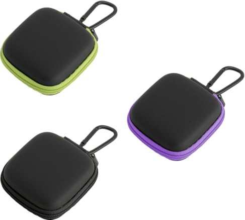 3 unidades de funda rígida de EVA para auriculares, resistente al agua, con mosquetón, para guardar auriculares, cable de carga, USB Stick