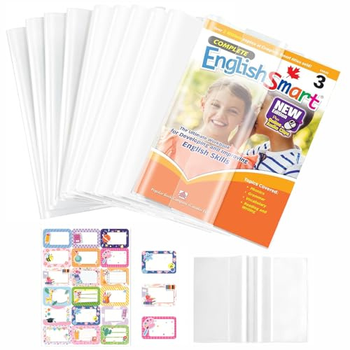 ZMaglorian 10 Pezzi Coprilibri Regolabili Dimensione 26x19,5cm Materiale PP Trasparente Impermeabile Flessibile Protezione Quaderni Libri Scuola Ufficio Riutilizzabili